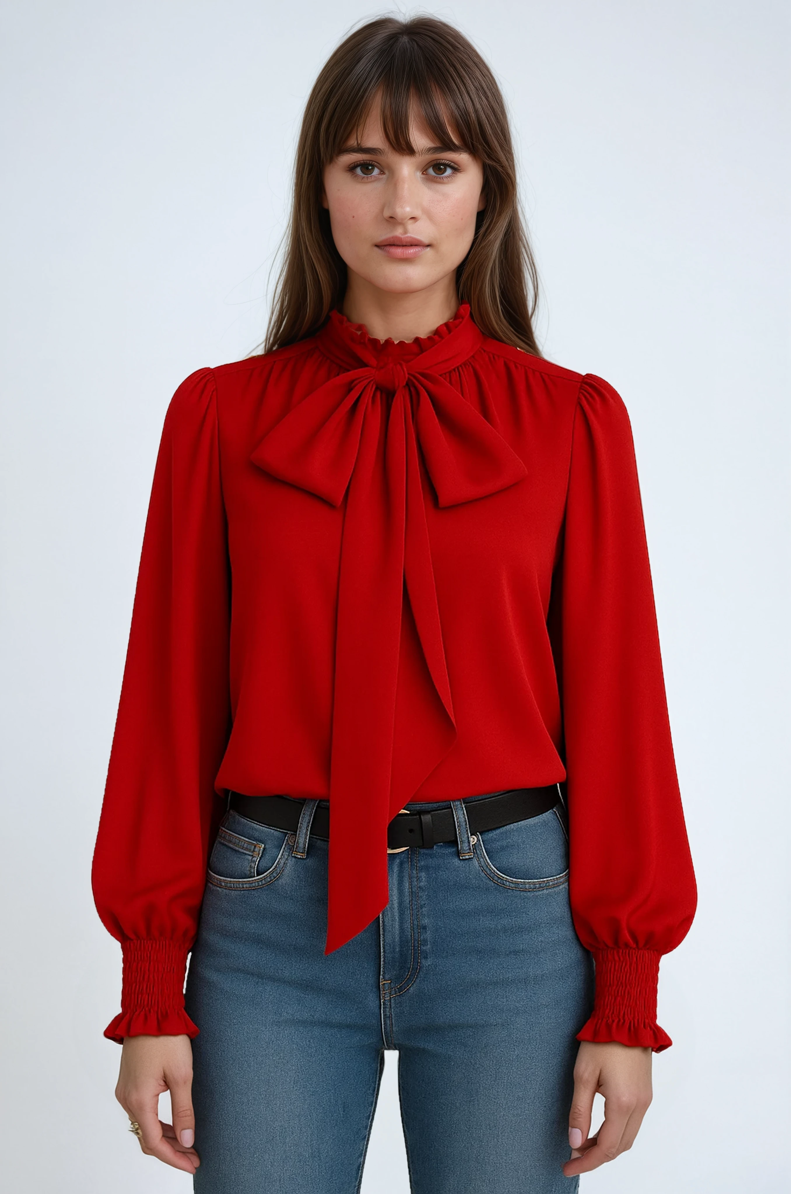 Emma | Blouse à Manches Longues Nœud Tendance Élégant
