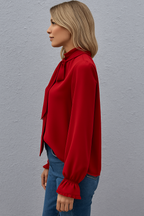 Emma | Blouse à Manches Longues Nœud Tendance Élégant