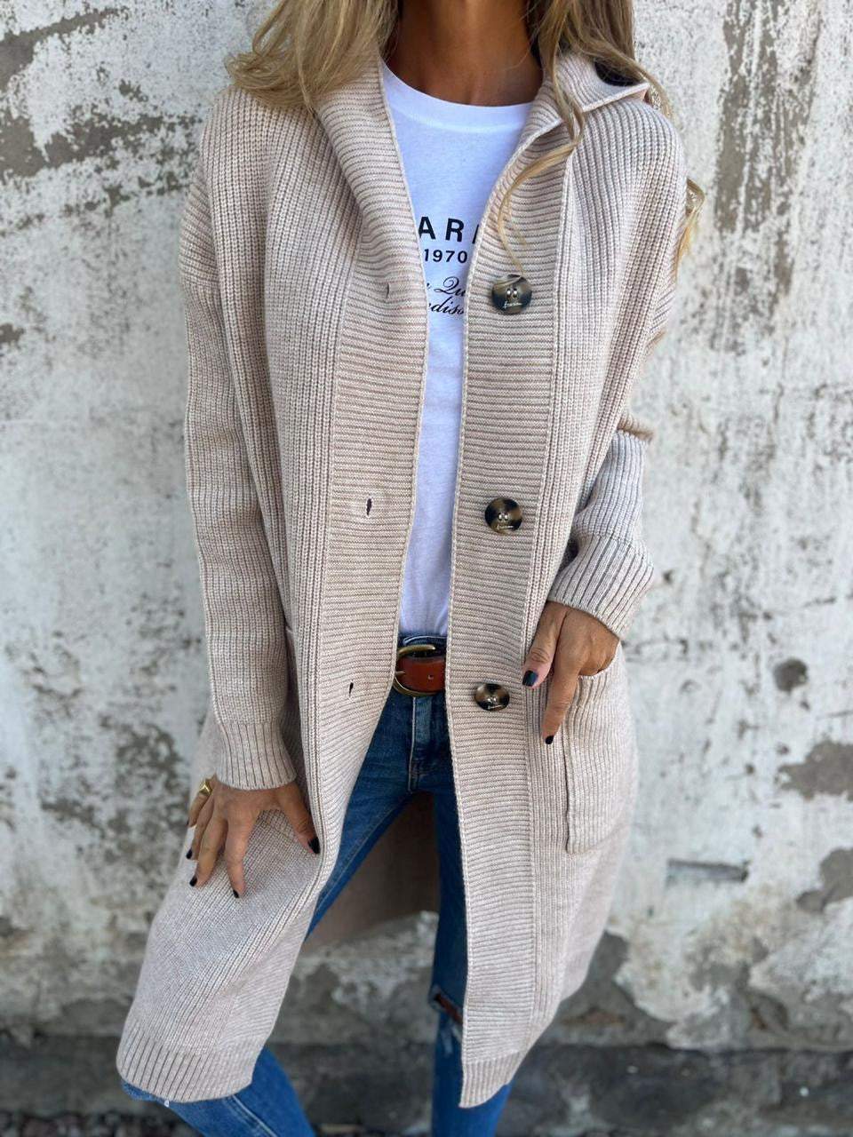 Camille | Cardigan Long Tricot Tendance Élégant