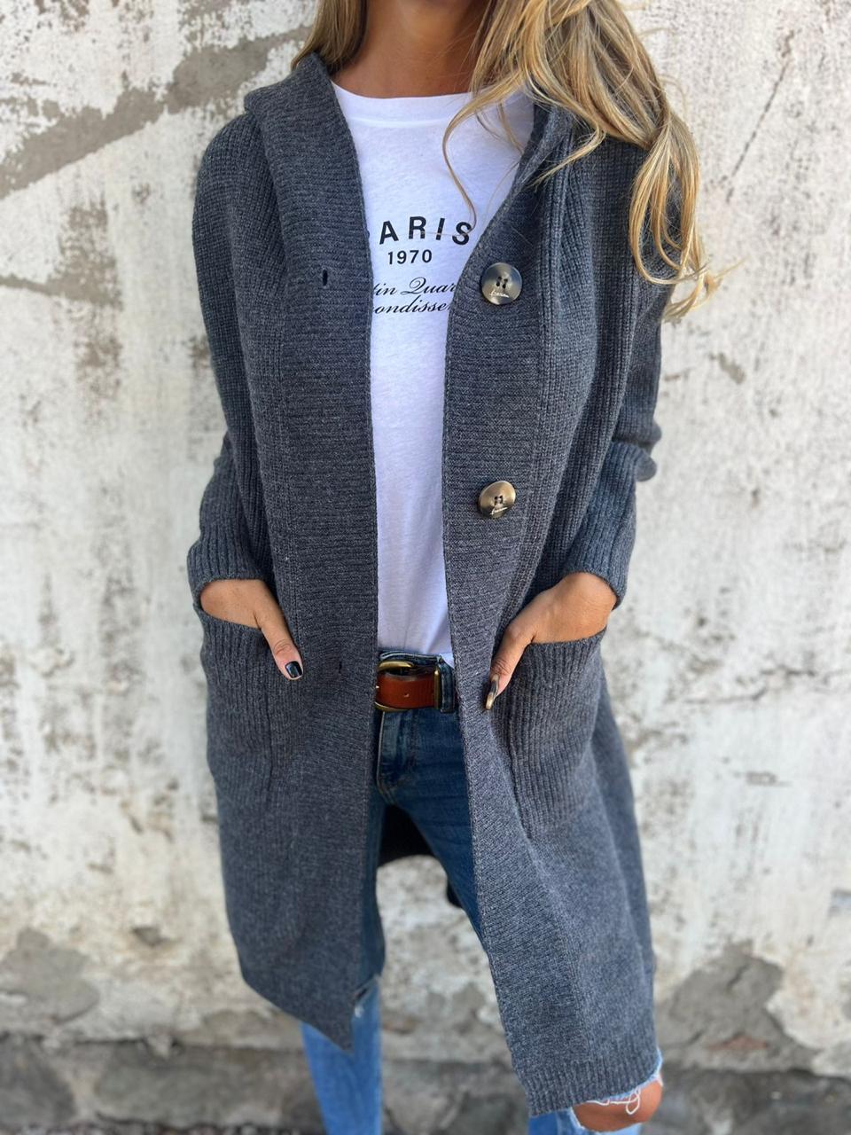 Camille | Cardigan Long Tricot Tendance Élégant