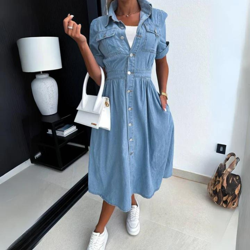 Léa | Robe Midi en Denim Ample Tendance Effortless