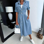 Léa | Robe Midi en Denim Ample Tendance Effortless