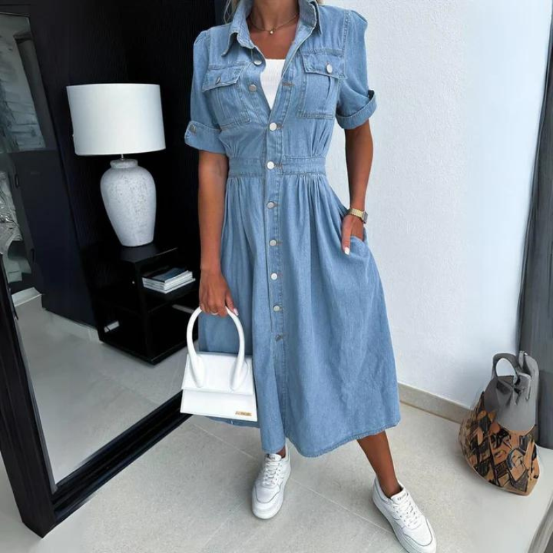 Léa | Robe Midi en Denim Ample Tendance Effortless