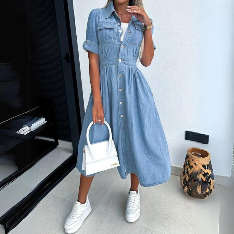 Léa | Robe Midi en Denim Ample Tendance Effortless
