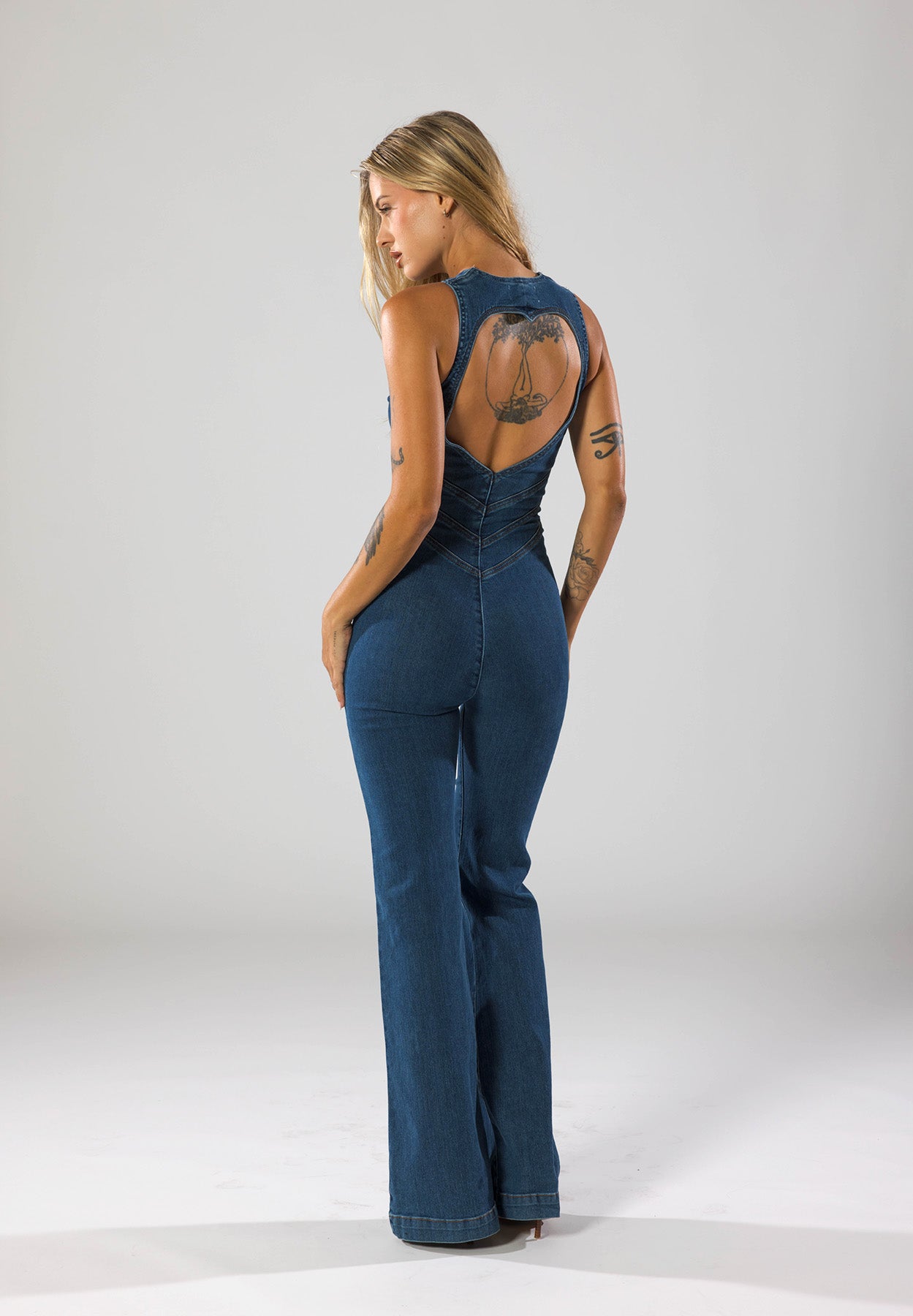 Combinaison en Jean Tendance en Forme de Cœur