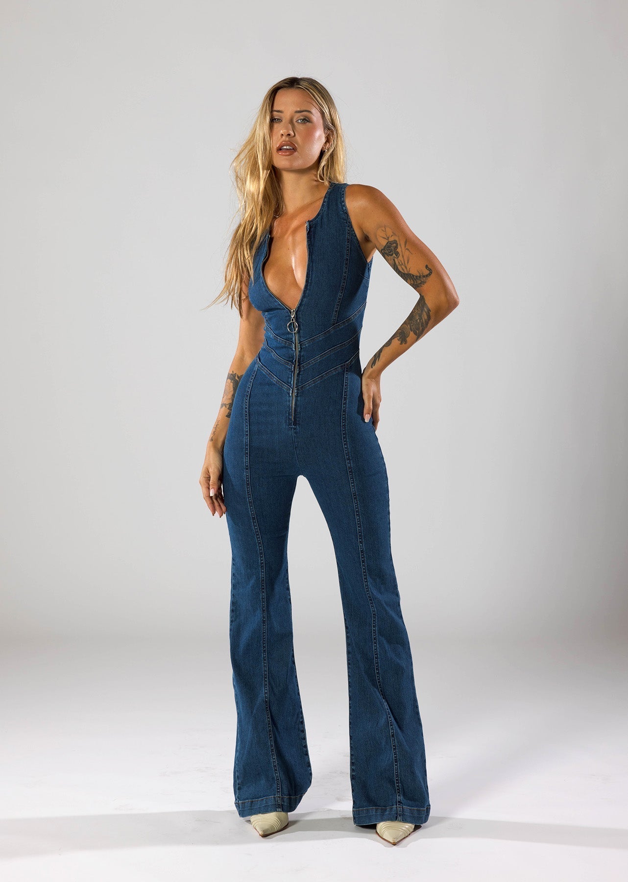 Combinaison en Jean Tendance en Forme de Cœur