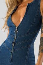 Combinaison en Jean Tendance en Forme de Cœur