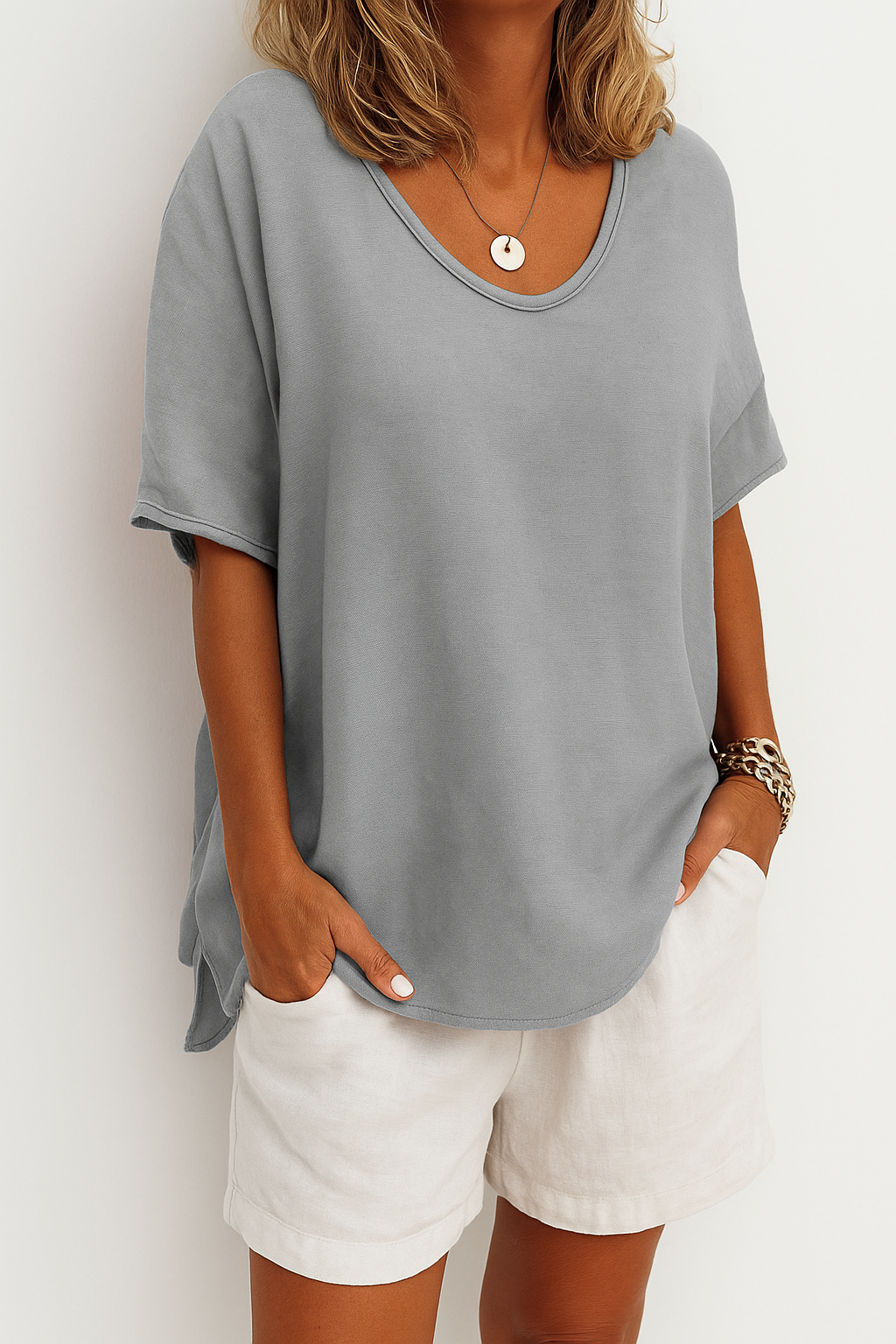 Blouse Femme Oversize Manches Courtes - Coline – Vert olive foncé