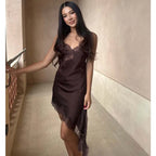 Élodie | Robe Mini Dos Nu Satin Tendance Élégant