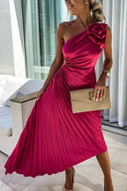 Claire | Robe Midi de Soirée Plissée Tendance Élégante