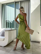 Claire | Robe Midi de Soirée Plissée Tendance Élégante