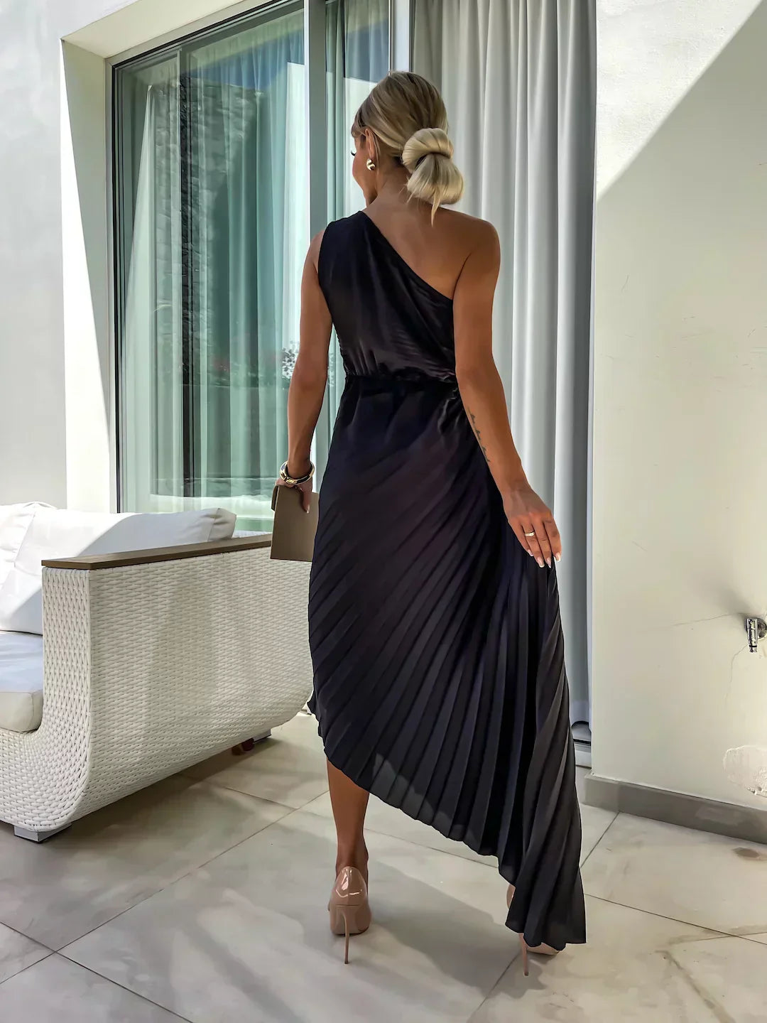 Claire | Robe Midi de Soirée Plissée Tendance Élégante