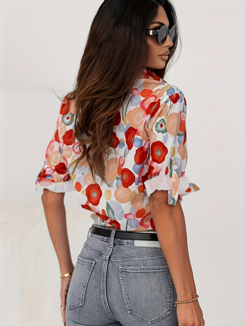 Léa | Blouse Florale à Manches Longues Tendance Éclatante