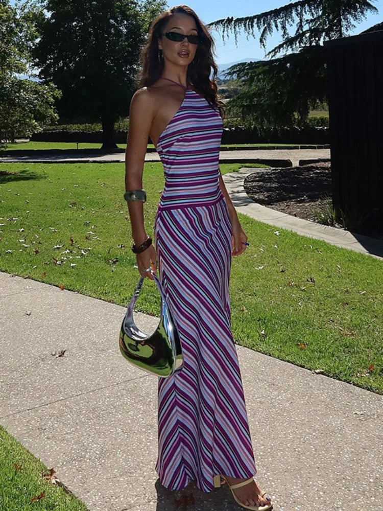 Claire | Robe Maxi Rayée Tendance Élégante