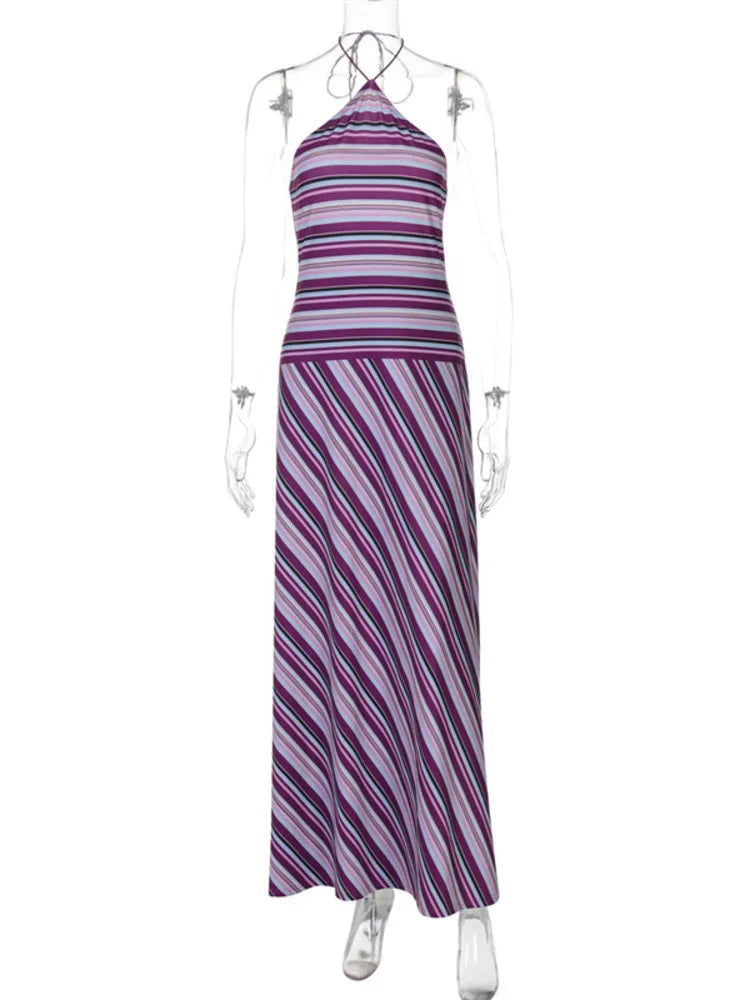Claire | Robe Maxi Rayée Tendance Élégante