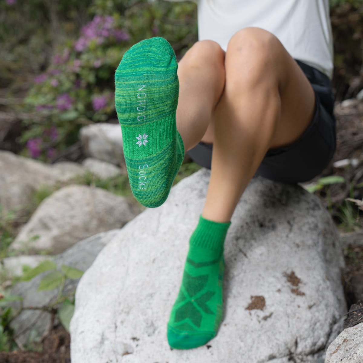 Randonnée - Paire de Chaussettes Basses Vertes