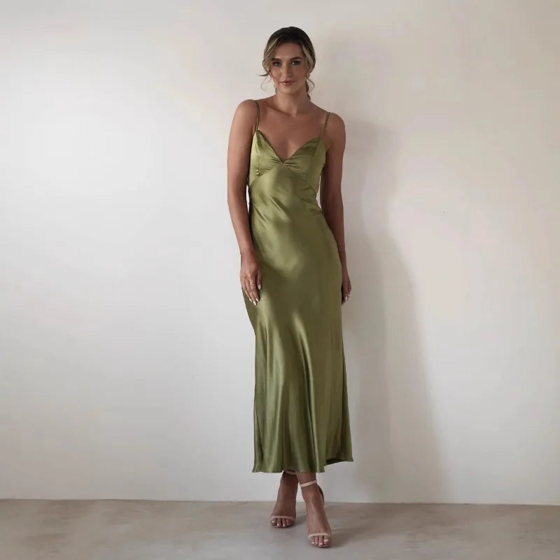 Clara | Robe Maxi Satinée Chic Printanier