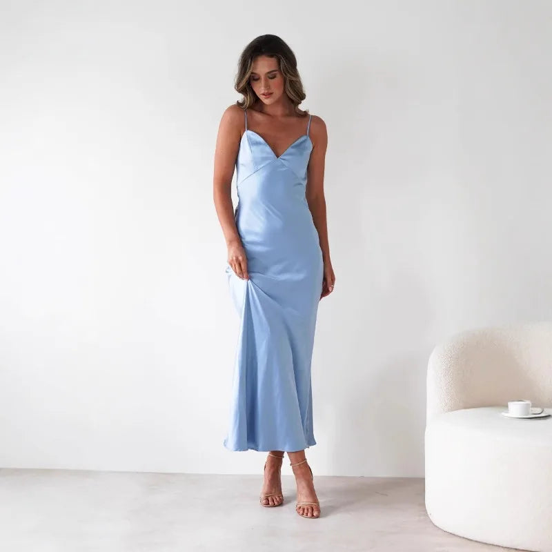 Clara | Robe Maxi Satinée Chic Printanier