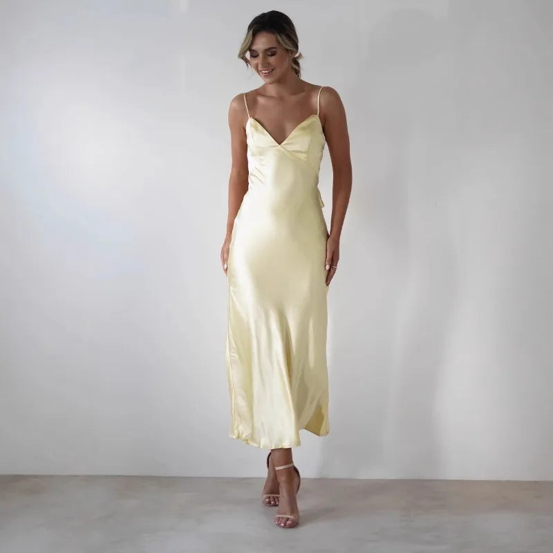 Clara | Robe Maxi Satinée Chic Printanier