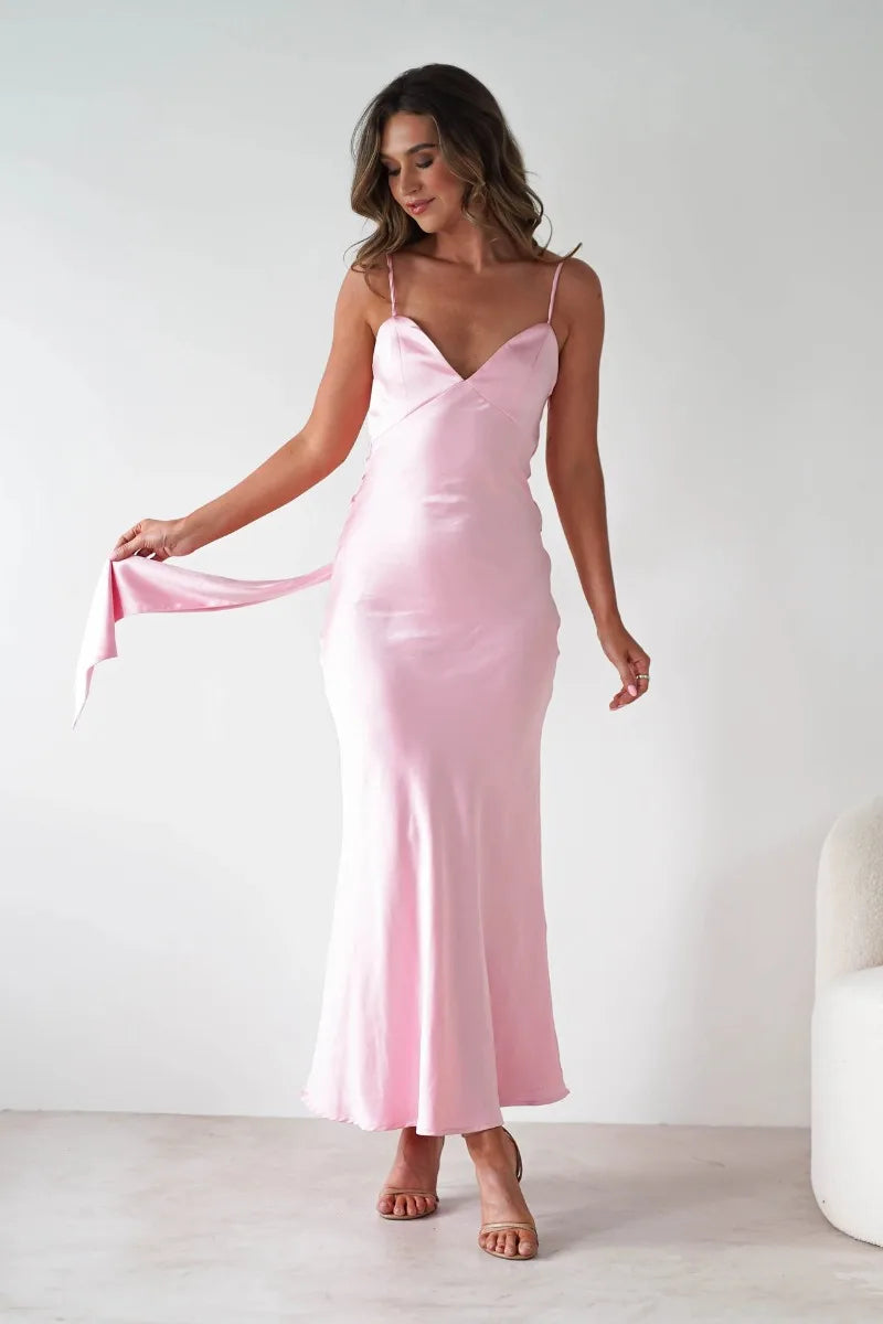 Clara | Robe Maxi Satinée Chic Printanier