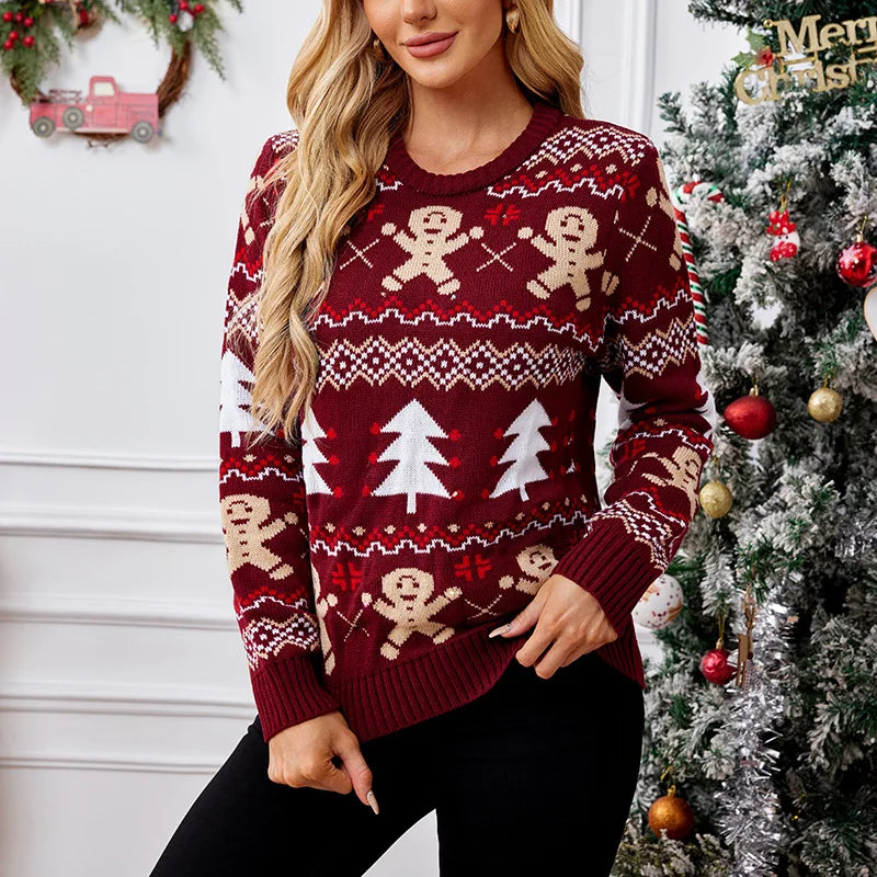 Camille | Pull de Noël Rouge Tendance Élégant