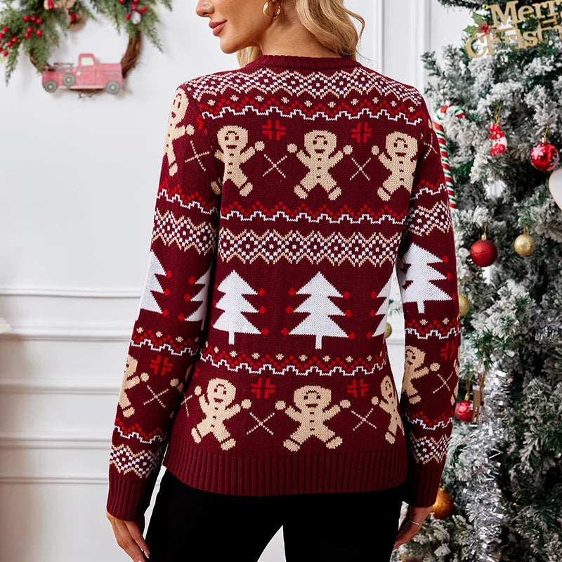 Camille | Pull de Noël Rouge Tendance Élégant