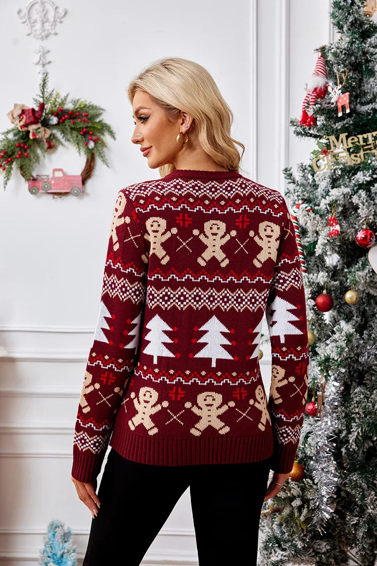 Camille | Pull de Noël Rouge Tendance Élégant