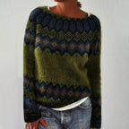 Sylvie - Pull automne vintage femme – Vert