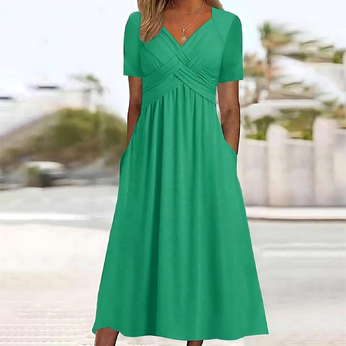 Séverine - Robe Longue à Fente Femme – Vert