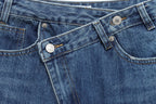 Jean Large Taille Asymétrique à Boutons Salia
