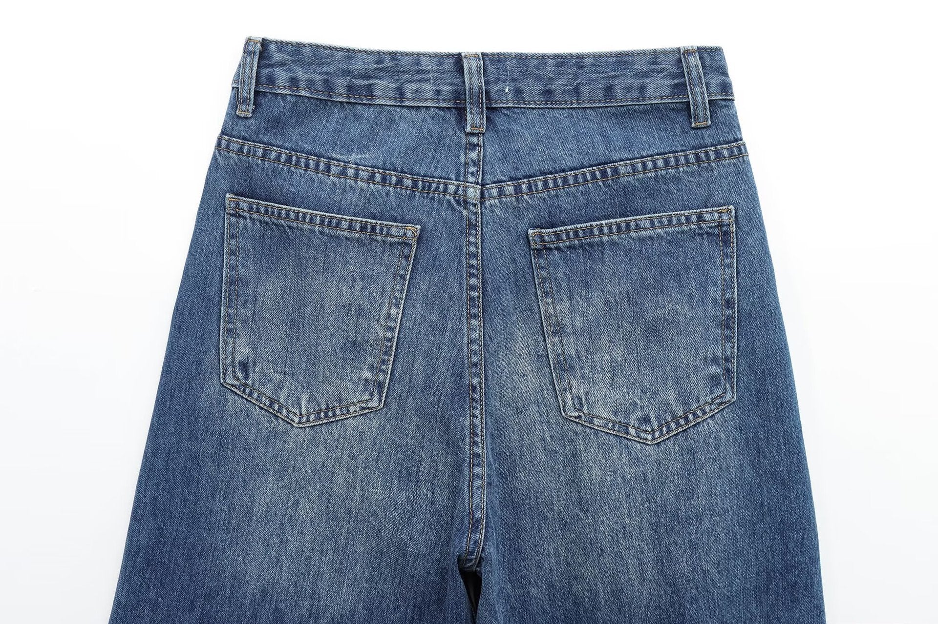 Jean Large Taille Asymétrique à Boutons Salia