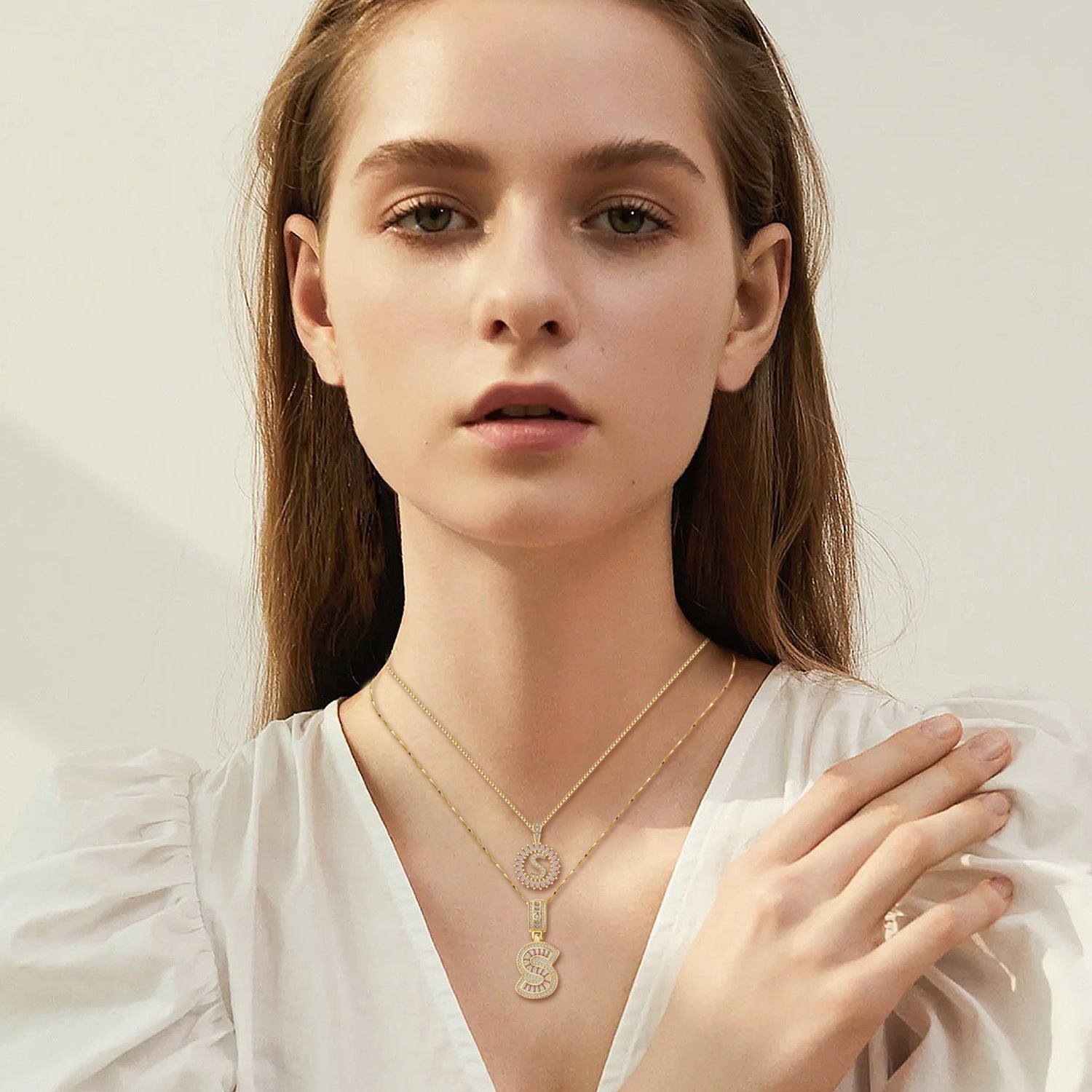 Initial Necklace in Moissanite