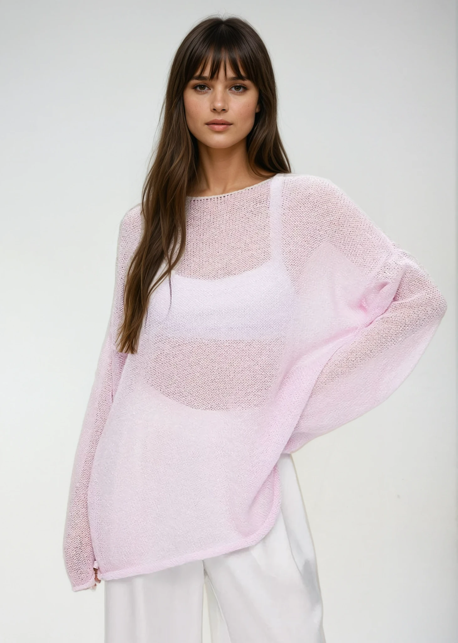 Clara | Pull Tricoté Rose Pastel Tendance Élégant