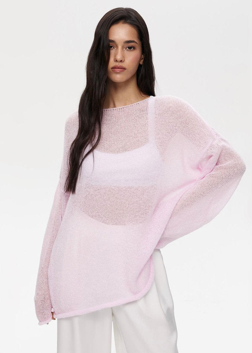 Clara | Pull Tricoté Rose Pastel Tendance Élégant