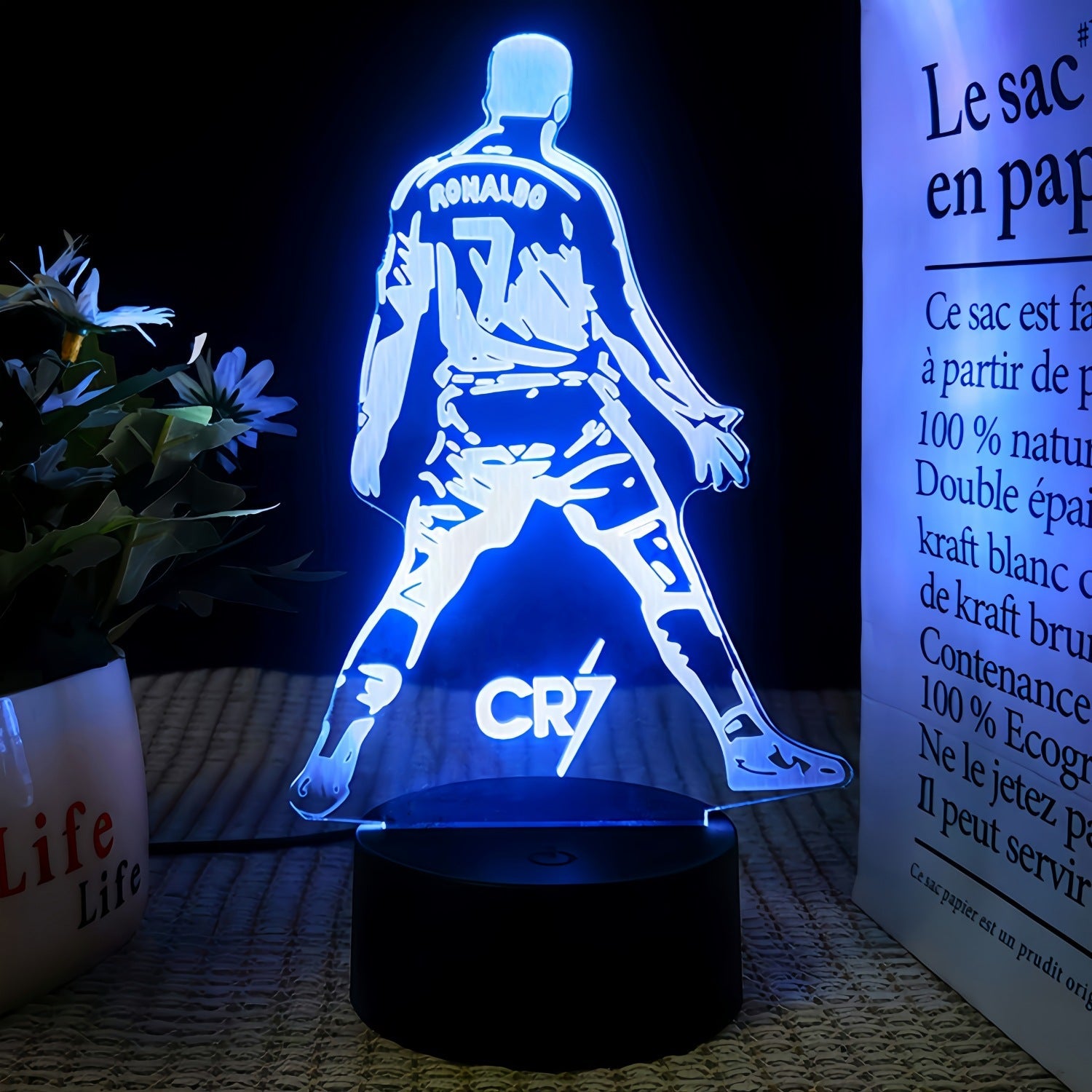 Cristiano Ronaldo Lampe LED 3D Illusion - Veilleuse