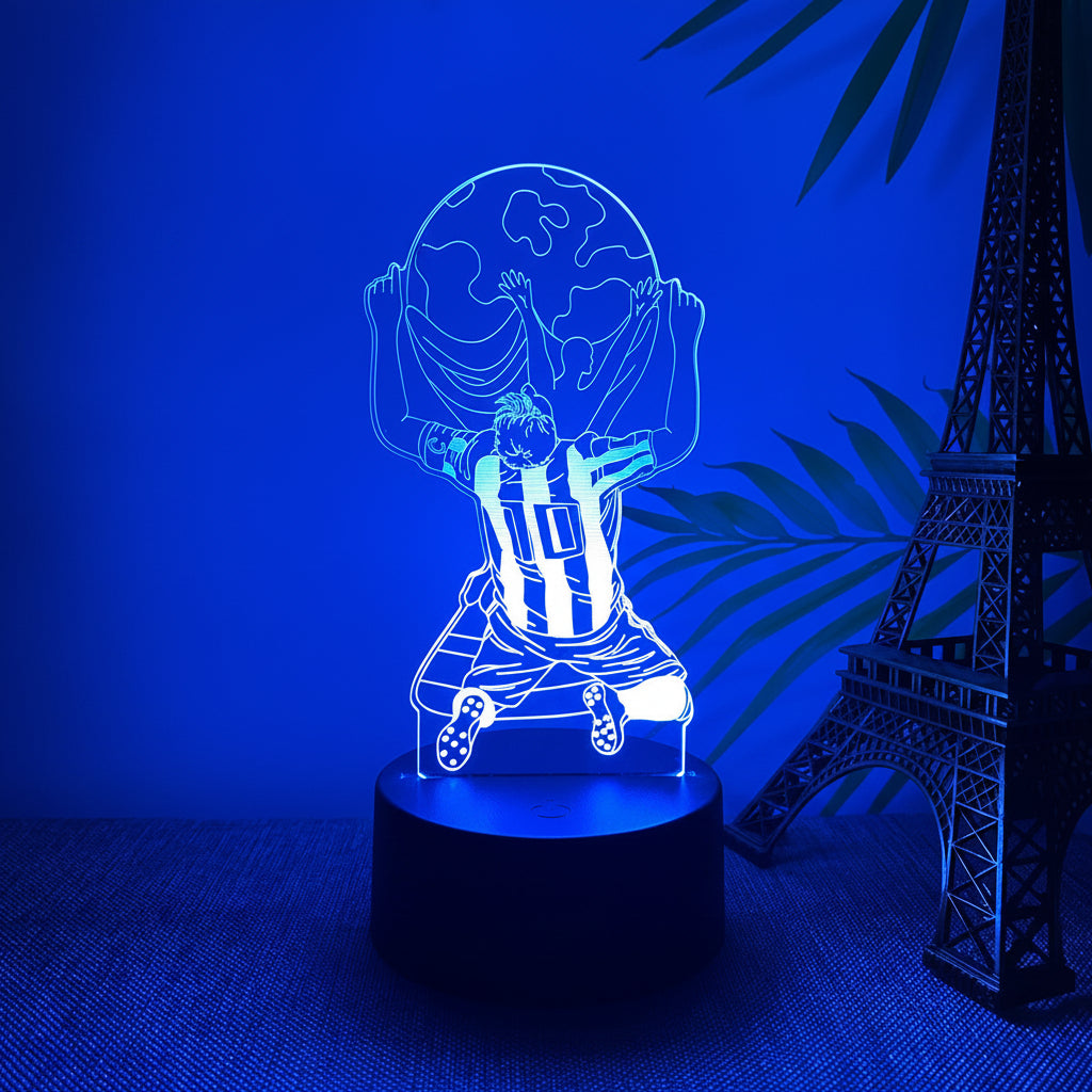 Lionel Messi Lampe LED 3D Illusion - Veilleuse - avec Télécommande