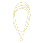 Open Circle Necklace with Three Rows | Gold