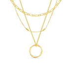 Open Circle Necklace with Three Rows | Gold