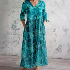 Brigitte - Robe Longue Femme en Lin Fleurie