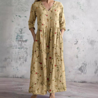 Brigitte - Robe Longue Femme en Lin Fleurie