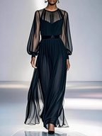 Élisea™ — Robe noire élégante fluide intemporelle