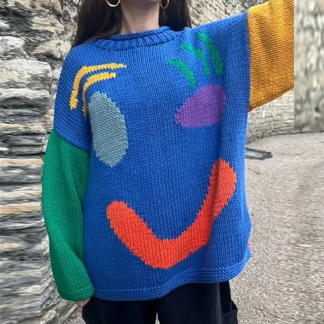 Clara | Pull Oversize Design Smiley Éclatant