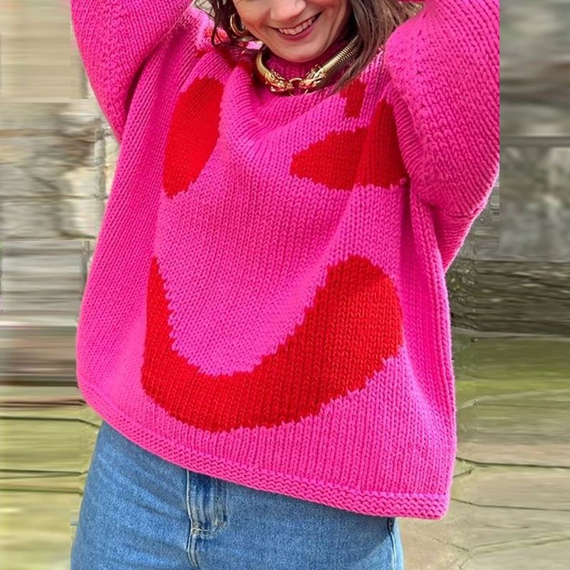 Clara | Pull Oversize Design Smiley Éclatant