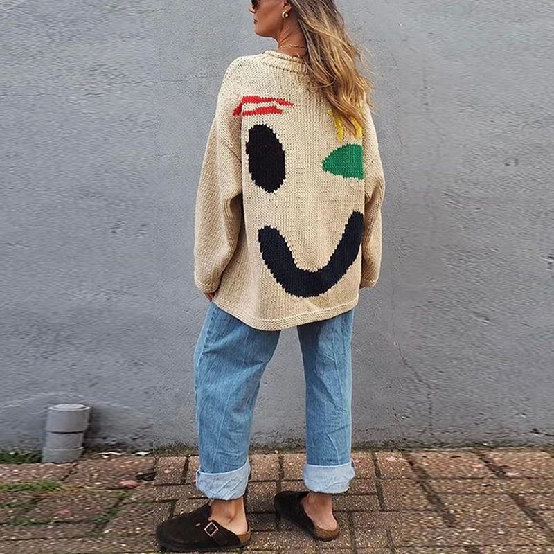 Clara | Pull Oversize Design Smiley Éclatant