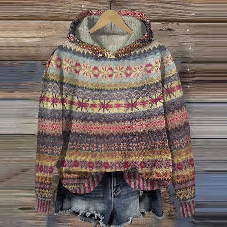 Elina - Pull automne chaud vintage femme – Marron