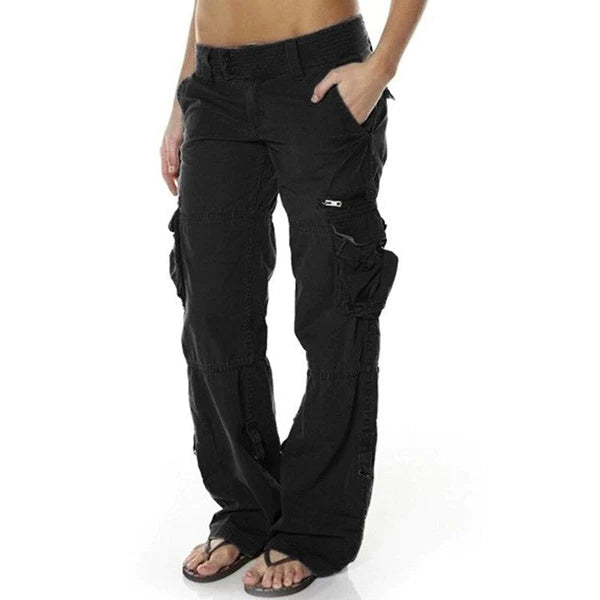 Sophie - Pantalon cargo léger femme – Noir