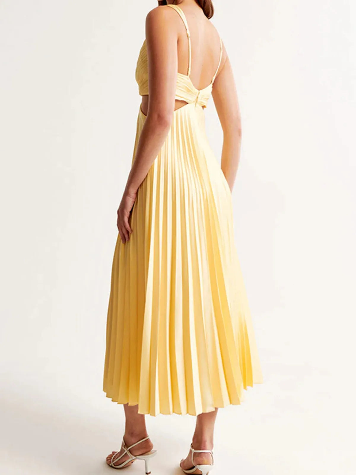 Claire | Robe Maxi Plissée Jaune Tendance Été Élégant