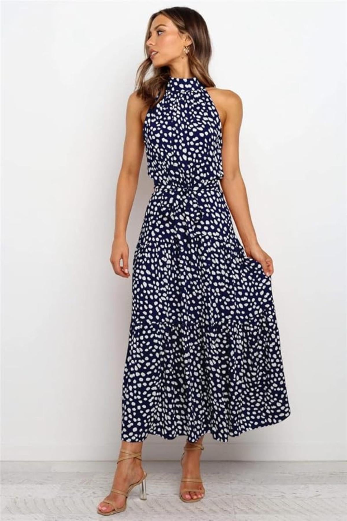 Camille | Robe Midi à Pois Tendance Été Élégant