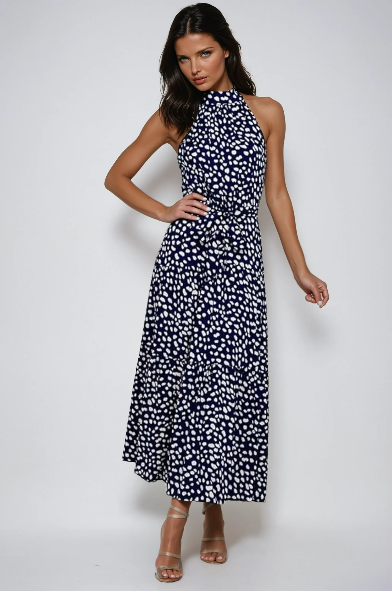 Camille | Robe Midi à Pois Tendance Été Élégant