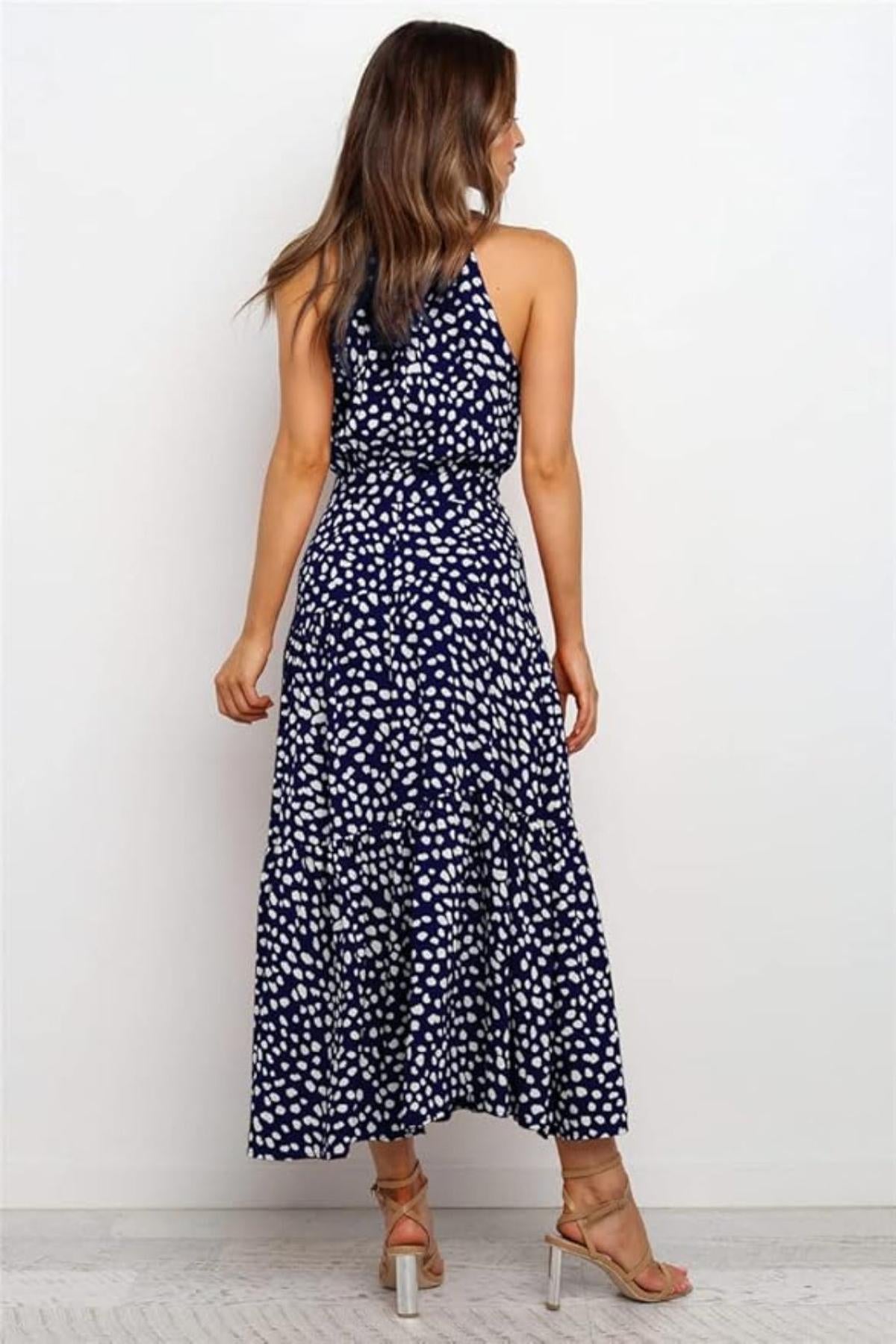 Camille | Robe Midi à Pois Tendance Été Élégant